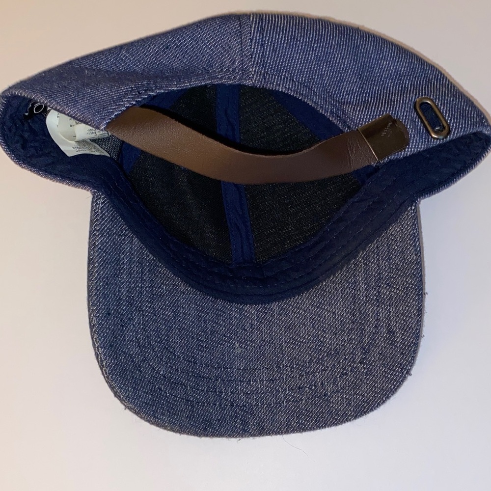 OVS Denim Six Panel Leather Adjustable Hidden Band Baseball Cap Size OS - Picture 5 of 7